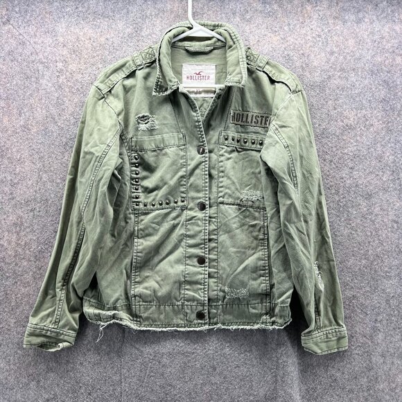 Hollister Jacket Wonen Extra Small Green Button Down Military Field Vintage XS - Picture 1 of 13